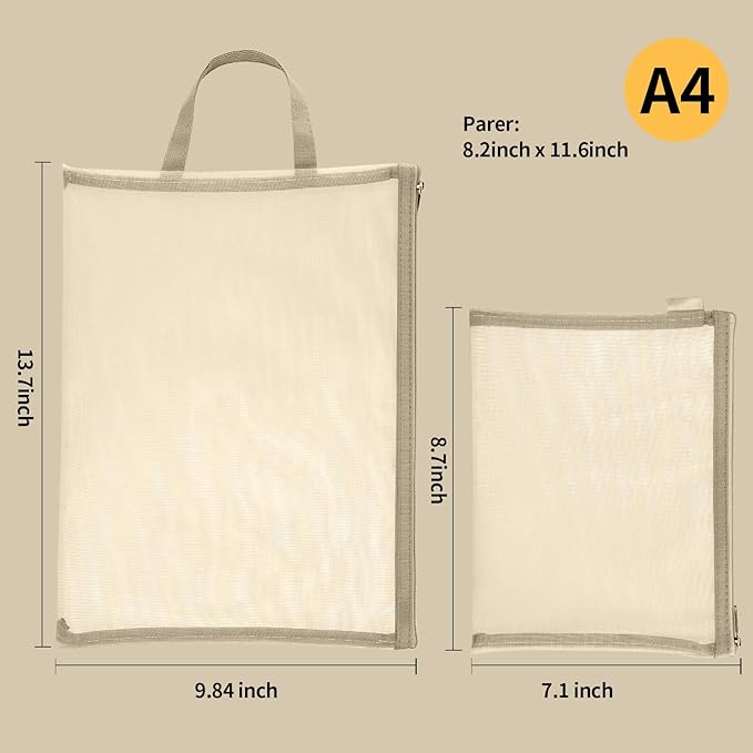 10 Pack Colored Double-Layer Mesh Zipper Pouch Bags, Nylon Building Block Sets Toy Storage & Organization, Breathable See Through (5Pcs A4+5Pcs A5) Pouch with Handle for School Office Games