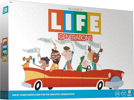 Joy for All The Game of Life Generations - Board Games for Seniors - New Generational Spaces - Big Easy to Read Action Cards for Older Adults with Low Vision - Memory Game Log - Activity for Elderly