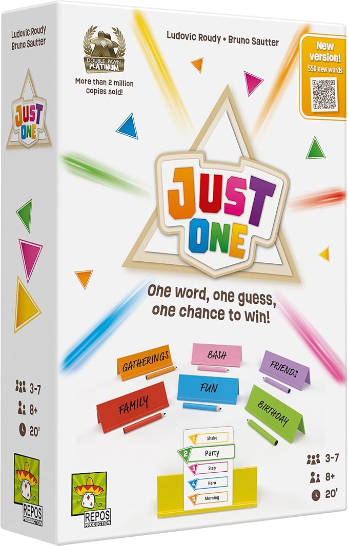 Asmodee Just One Party Game - Cooperative Mystery Word Guessing Fun for Family & Friends, Kids & Adults, Ages 8+, 3-7 Players, 15 Minute Playtime
