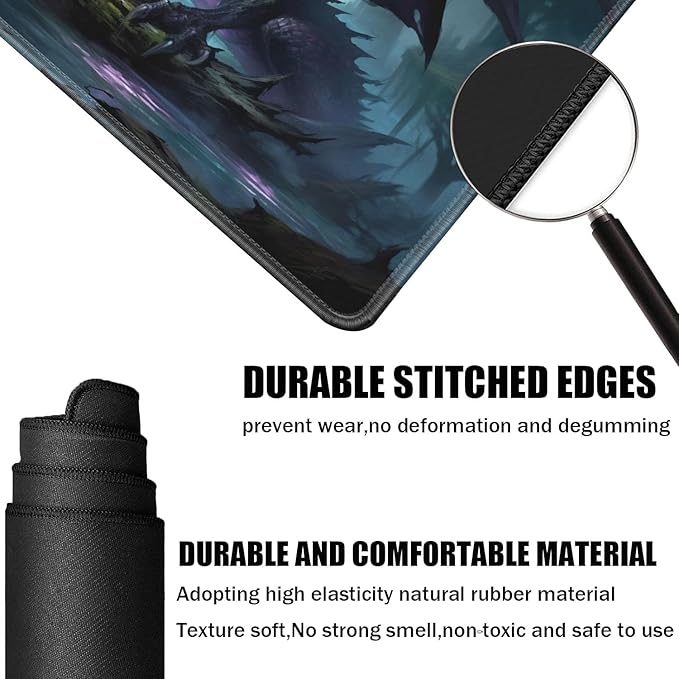 Board Game for TCG Playmat Table Mats Games Size 60X35 cm Mousepad Compatible for MTG RPG CCG Trading Card Game Play mats with 6 Dice (Playmat 128)