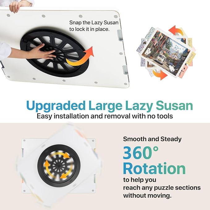 1500 Pieces Rotating Plastic Puzzle Board with Drawers and Cover, 35"x27" Portable Spinning Jigsaw Puzzle Table for Adults, Upgraded Lazy Susan, Ideal Gift for Mum