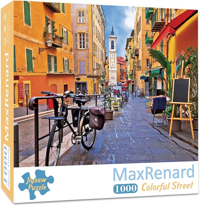 MaxRenard Landscape Jigsaw Puzzle 1000 Pieces for Adults Nice Street Colorful Building Scene Home Wall Decoration Decompression Toy Gift