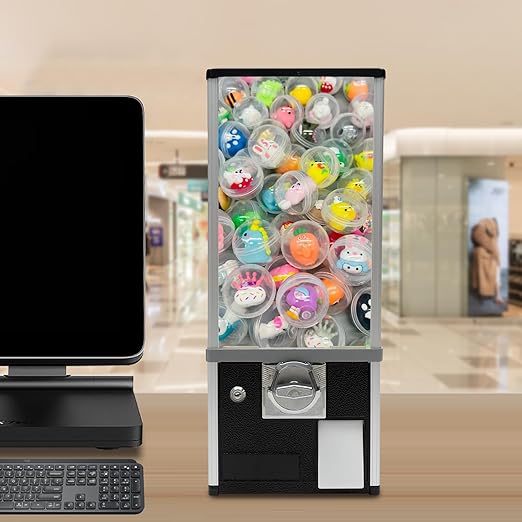 Candy Vending Machine 4X 25 Cents Toys Candy Dispenser Gumball Machine for Retail Stores Parks Game Halls and Home,10.2x10.2x25.2in,with 2 Keys (Black)