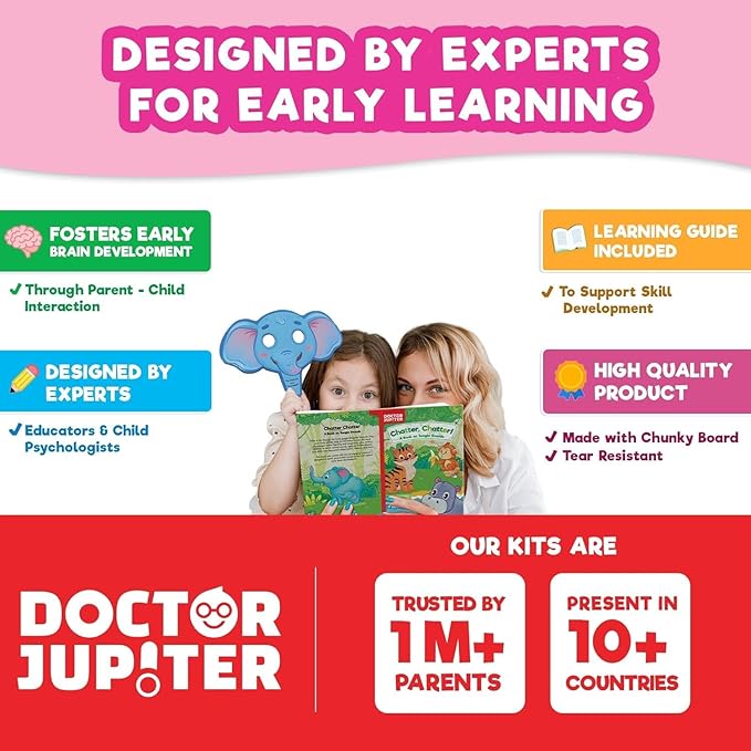 Doctor Jupiter Storytelling Set for Girls | Gift for 1-3 Year Old Girls | Includes 3 Board Books & 10 Animal Masks |Great for Christmas or Birthdays|Learning & Educational Toy for Ages 1-2-3