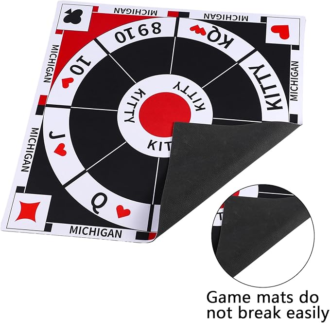 23.6 Inches Tripoley Game Tripoli Board Game Anti-Slip Mat,Combination of Michigan Rummy, Hearts and Poker,200 Pokers,2 Boxes of Cards,1 Storage Bag