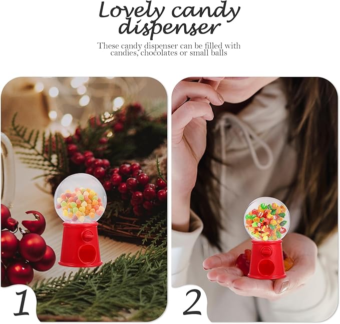 Amosfun 48pcs Mini Gumball Machines Christmas Party Supply Charming Candy Dispenser Creative Wedding Decorations