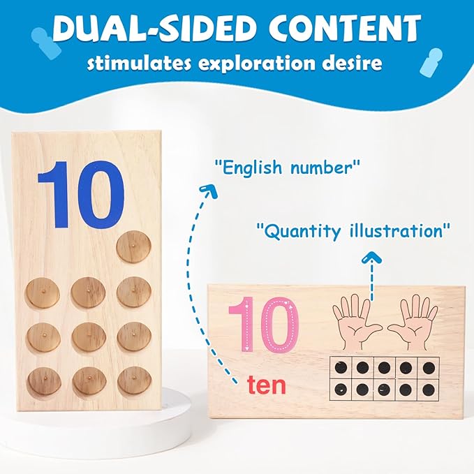 Counting Peg Boards, Toddlers Wooden Counting Number Math Learning Toy with 110 Pegs, Montessori Math Manipulatives Materials for Kids 3 4 5 6 Years Old, Educational Kindergarten Learning Activities