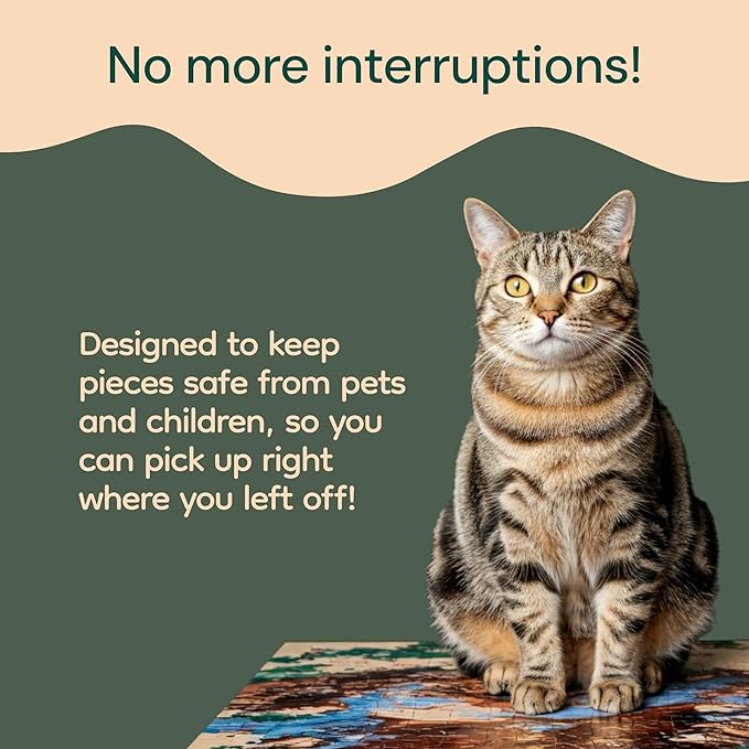 PlayVibe Puzzle Locker 1000 Piece Puzzle Board with Drawers and Cover - Solve Station - Sturdy Puzzles Table with 4 Drawers 22 1/4” x 30" - Jigsaw Portable Wooden Puzzles Tray Accessories