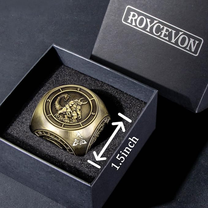 7 in 1 Spinner DND Dice Set D&D, Metal D and D Dice with Gift Box, Dungeons Dragons Role Playing Dice, Bronze