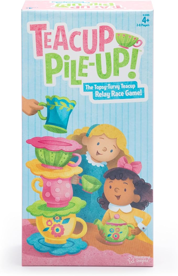 Educational Insights Teacup Pile-Up! Relay Game, Preschool Board Game, Easter Basket Stuffers for Kids, Gift for Kids Ages 4+