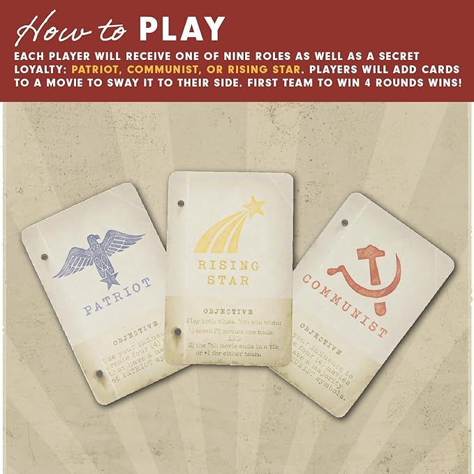 Hollywood 1947 Board Game, Movie Making Game for Friends and Family, Board Game of Cards, Strategy, and Deceit, for 1-9 Players, Ages 14+ - Deluxe