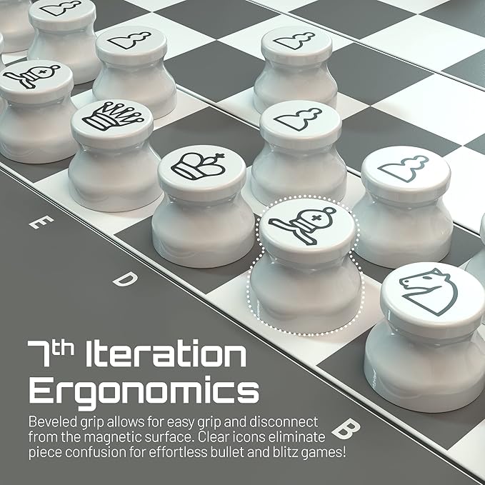 6 Inches Magnetic Unique Chess Set Board Game - 2 Extra Queens - Folding Board, Portable Travel Chess Board Game Pieces - Black/Grey