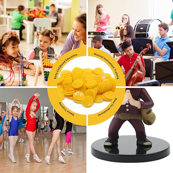 Set of 100 Opaque Plastic Learning Counters Mini Poker Chips Game Tokens with Storage Box (Yellow, 1.26 Inch)