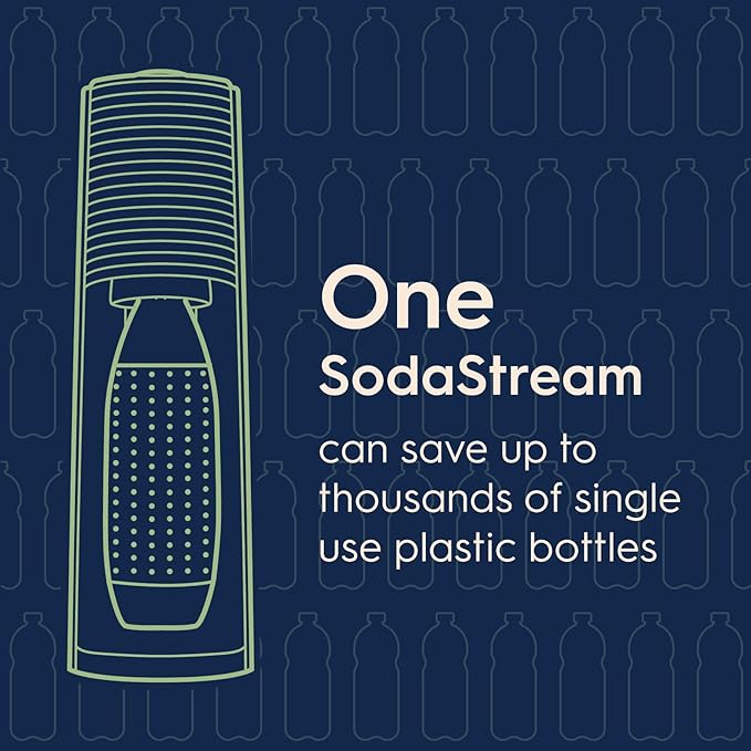SodaStream - E-TERRA Soda Maker | VALUE BUNDLE | 3 Automatic Carbonation Levels | Includes 2x CO2 Cylinders, 3x 32 Fl Oz Dishwasher Safe Bottles, 2x Bubly Fruit Flavor Drops, 1x Power Adapter | Black
