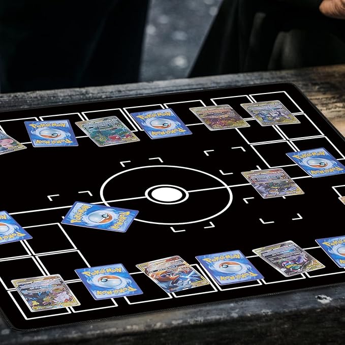 Playmat for Card Game with Tube - Stitched Play Mat for Card Gameplay with Zones, 2 Player Trainer Game Playing Mat (red)