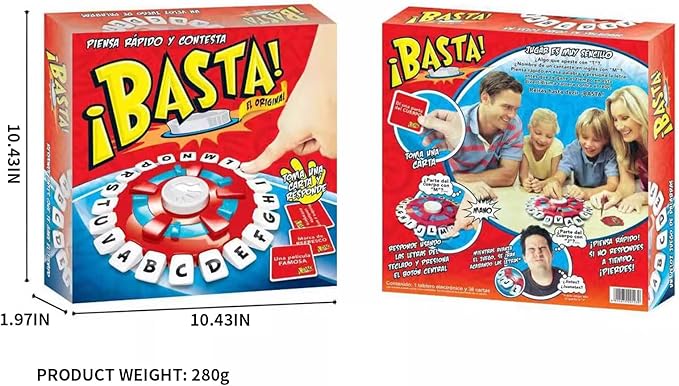 Basta Juego De Mesa Español | Latin Spanish Word Game for Family Nights & Parties | Fast-Paced Learning Board Game with Timer Challenge | Educational Vocabulary Builder for Kids & Adults (Ages 8+)