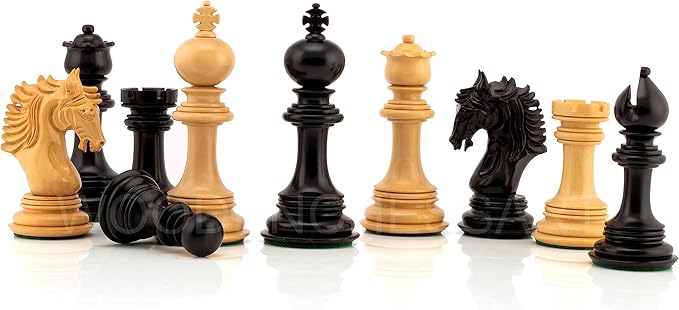 4.5” The Empero Luxury Artisan Series Chess Pieces Only - Triple Weighted (Ebony & Boxwood)