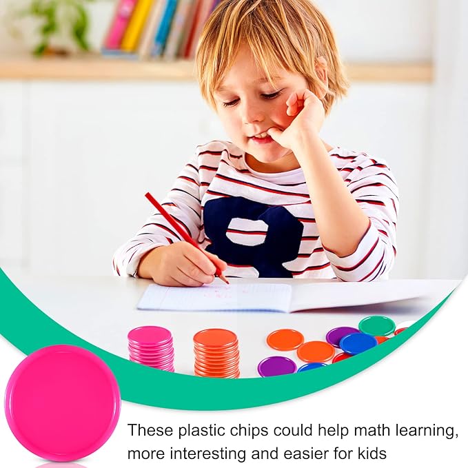 Coopay 2000 Pieces 1 Inch Bingo Chips Bulk, 10 Colors Bingo Markers for Math Practice, Plastic Learning Counters Disks Counting Discs, Poker Chips Game Tokens Kids Reward