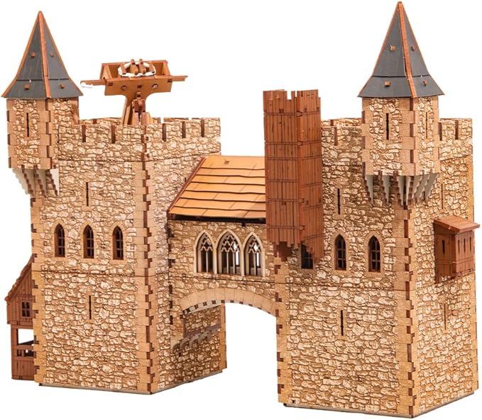 I BUILT IT Rook P Castle Tower - 3D Wooden Puzzle - DIY 28mm Scale Model Building Kit - Educational Toy - Creative Gift - Tabletop Miniature Terrain Kit