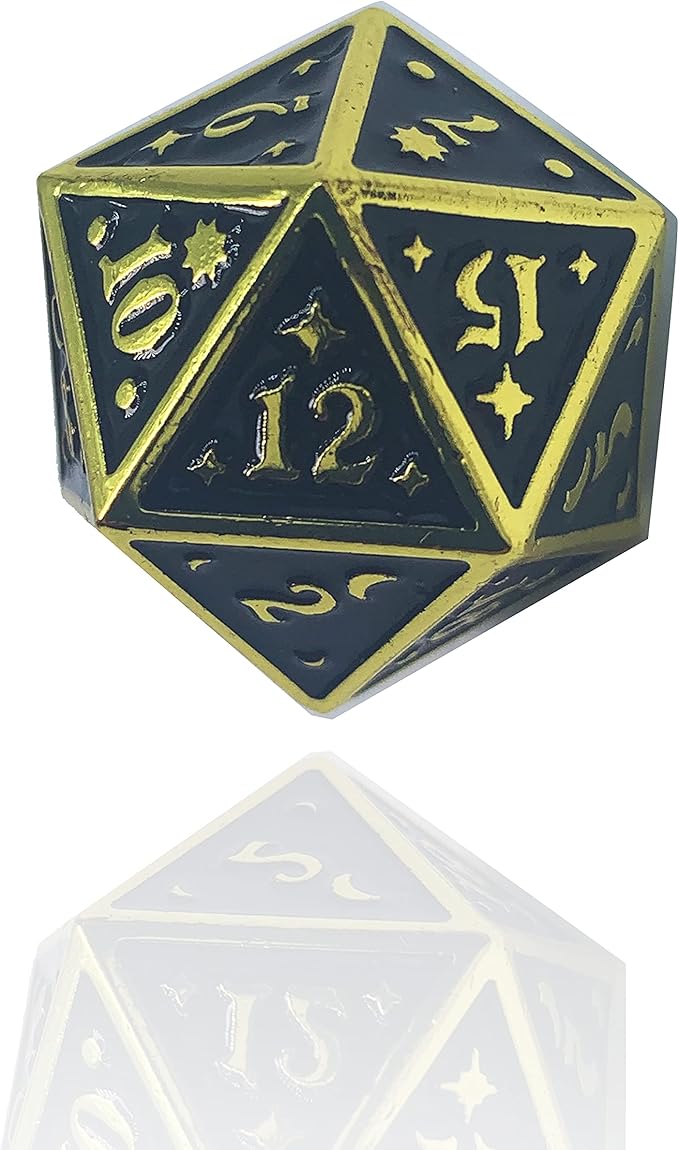 Metal Dice Set Collection for DND and All TRPG Games (Nightwatch, Gold D20)