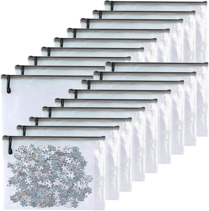 Oaimyy-18 PCS-3"x 5" inchs-Zipper Pouch, Puzzle Storage Bag Plastic Zip Pouches File Folders Bags for Organizing,Office Supplies, Board Game Organization,Home Storage-Black