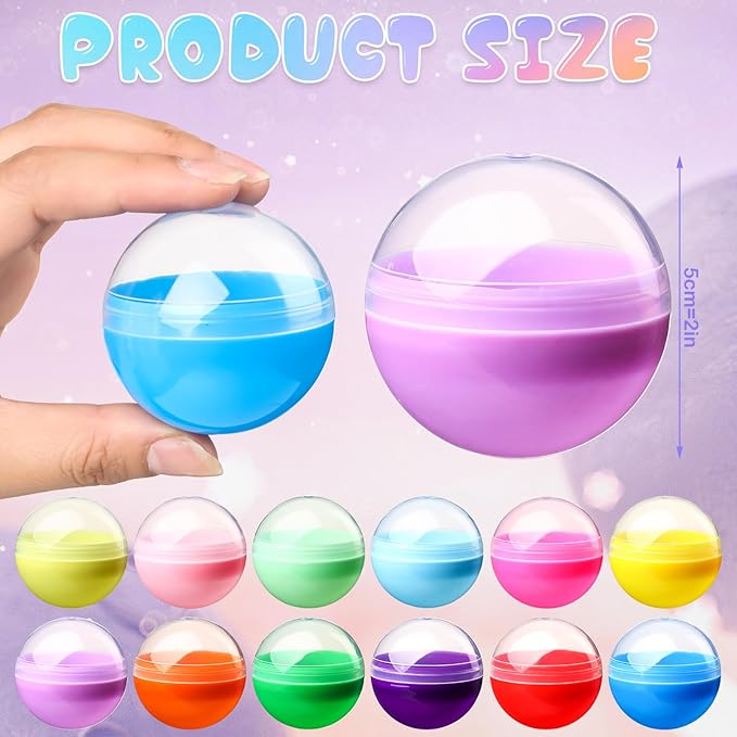 120 Pcs 2 Inch Empty Vending Machine Capsules Colored Round Capsules Toy Bulk Gumball Machines Plastic Balls Small Plastic Containers for Easter Party Favor Themed Gift (Classic Color)