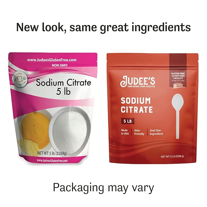 Judee's Gluten Free Bulk Sodium Citrate 45 lb (5lb Pack of 9) - 100% Non-GMO, Keto-Friendly - Gluten-Free & Nut-Free - Food Grade - Great for Molecular Gastronomy Cooking - Emulsifier for Cheese Sauce