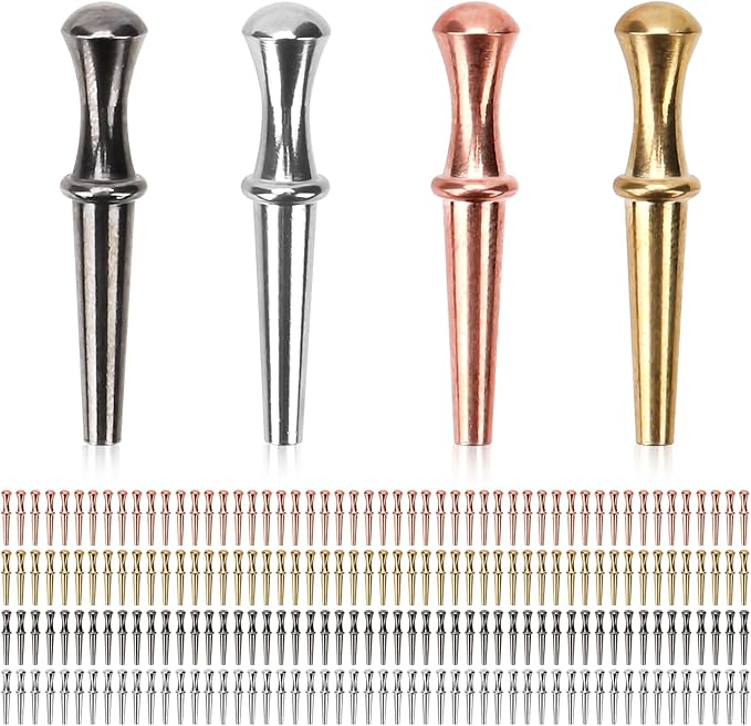 208pcs Cribbage Board Pegs, Metal Cribbage Pegs Tapered Design Cribbage Board Pins Fit 1/8 Hole Cribbage Traditional Board Game for Friends and Family, 4 Colors