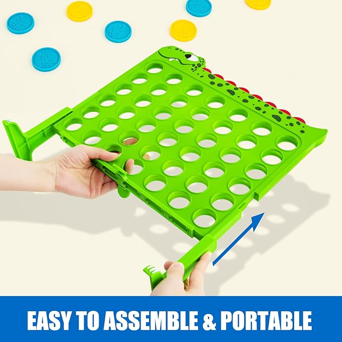 Aywewii Dinosaur Toys 4-in-a-Row Connect Games 1.1 FT Large Size Strategy Board Games Portable Collapsible Trave Games Toddler Gifts for Boys Girls Family Games for Kids and Adults Ages 3+