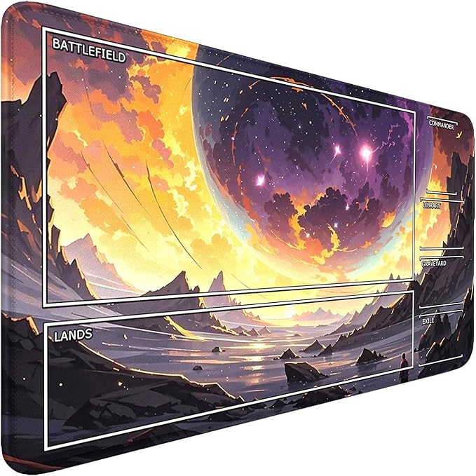 MTG Playmat- Stitched Edges Forest TCG Playmat-Non-Slip Landscape Play Mat Smooth Surface Rubber Base Board Game Mousepad 24x14 inches for Trading Card Game Playing with Storage Bags