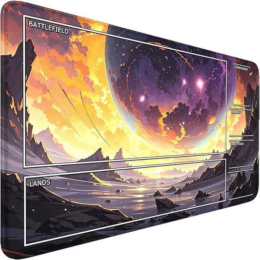 MTG Playmat- Stitched Edges Forest TCG Playmat-Non-Slip Landscape Play Mat Smooth Surface Rubber Base Board Game Mousepad 24x14 inches for Trading Card Game Playing with Storage Bags