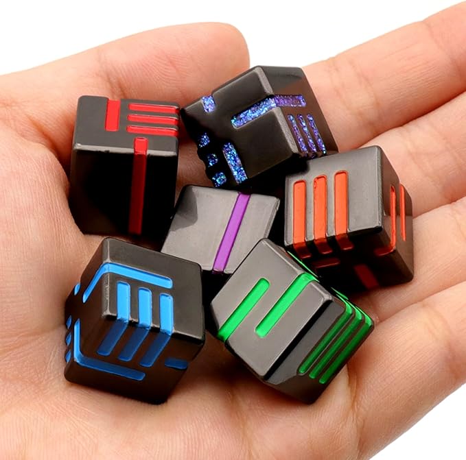 D6 Metal Dice Set, HNCCESG 6 Sided Dice 6 Pieces Solid Metal Game Dice for DND Dungeons and Dragons Role Playing Game RPG Pathfinder Shadowrun Warhammer D&D Accessories Gift (Mixed Color)