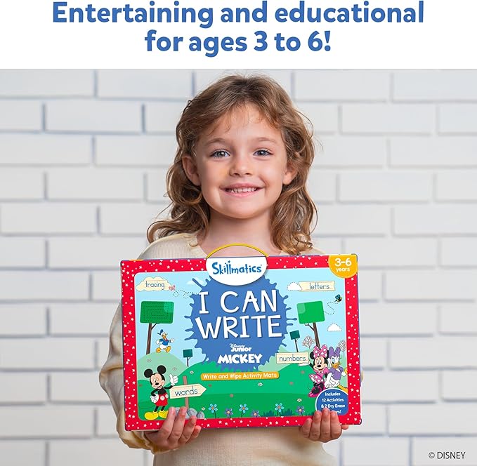 Skillmatics I Can Write Disney Junior Mickey Mouse - Reusable Preschool Learning Activities, Educational Toy and Game, Back to School Supplies, Gifts for Students, Kids, Toddlers Ages 3, 4, 5, 6