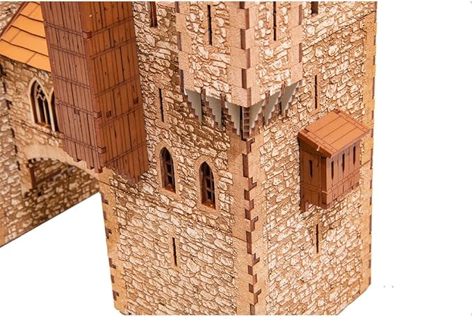 I BUILT IT Rook P Castle Tower - 3D Wooden Puzzle - DIY 28mm Scale Model Building Kit - Educational Toy - Creative Gift - Tabletop Miniature Terrain Kit
