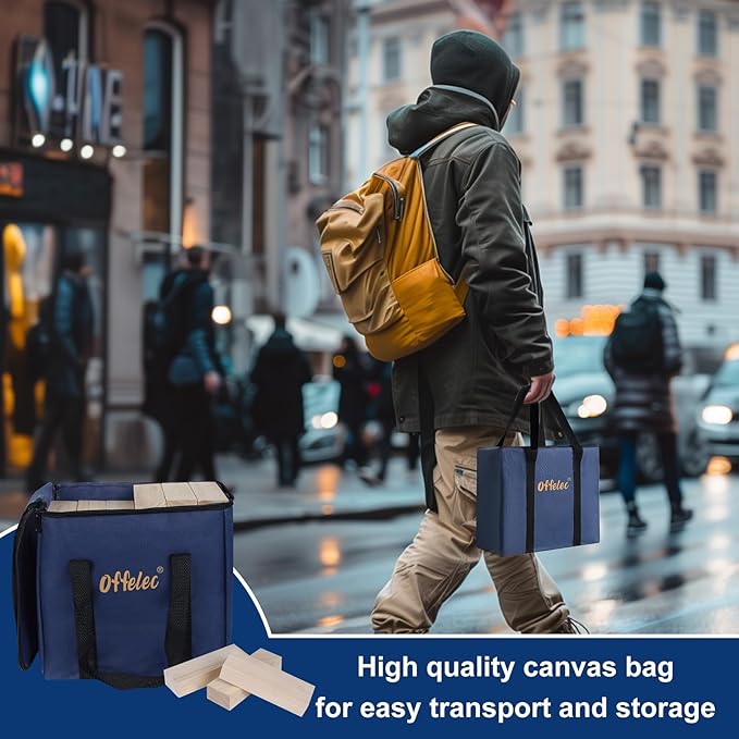 Tumbling Tower Blocks Games,Large Wooden Blocks Stacking Game for Kids Adults Family Classic Stacking Board Games for Indoor Outdoor Backyard Lawn Stack to Over 3.2Ft- 60pcs with Carrying Bag