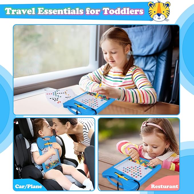 Magnetic Letters and Numbers Set for Toddlers - Magnet Drawing Doodle Board with Beads and 2 Pens, Magnetic Dot Art, Preschool Learning ABC Math for 3 4 5 Years Old Girls Boys