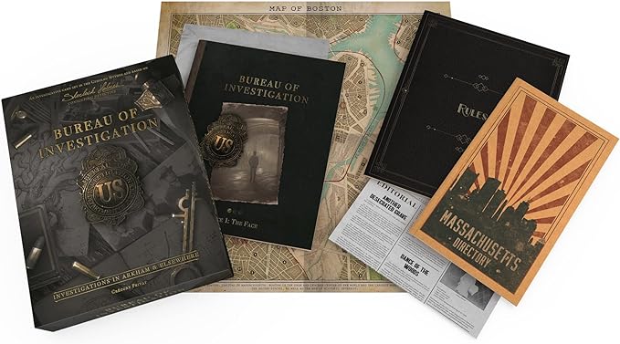 Bureau of Investigation: Investigations in Arkham & Elsewhere Board Game, Cooperative Mystery Game for Kids & Adults, Ages 14+, 1-8 Players, 120-240 Minute Playtime, Made by Space Cowboys