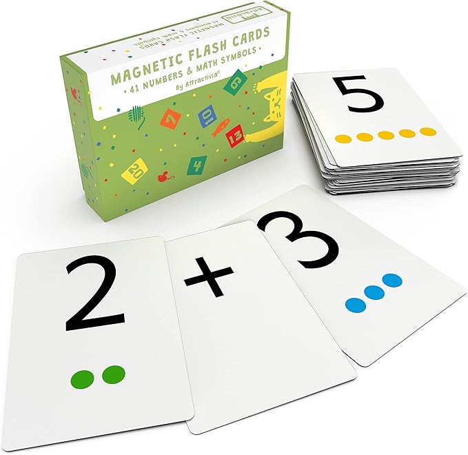 Magnetic Number Flash Cards - Large 0-25 Math Cards, Early Addition and Subtraction, Multiplication, Division and Symbols, for Classroom Teachers, Homeschool, Toddlers, Kids and Adults