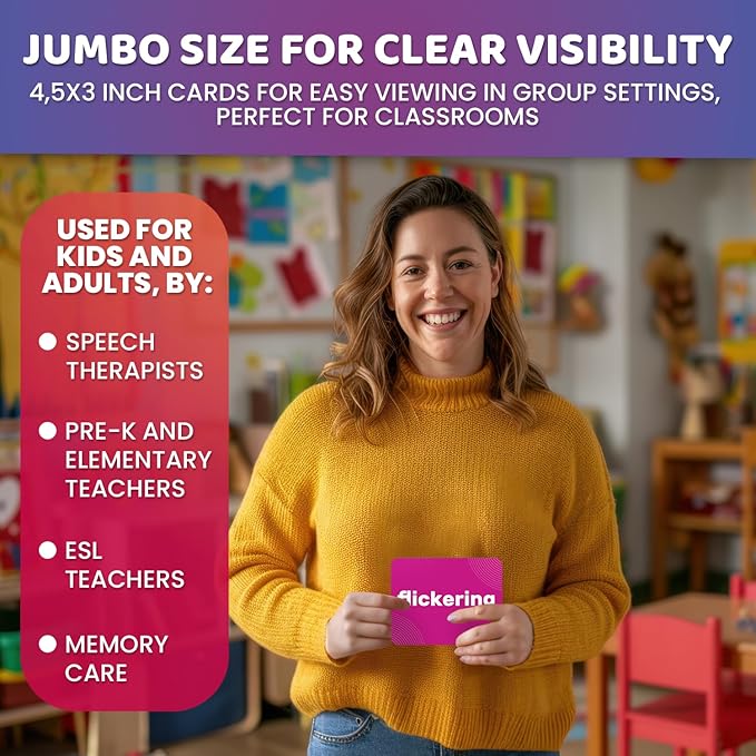 QUOKKA 260 Action Verbs Flash Cards for Speech Therapy Materials ESL Teaching – Educational Vocabulary Builder with Realistic Images for Kids Adults – Picture Cards for Speech and Cognitive Learning