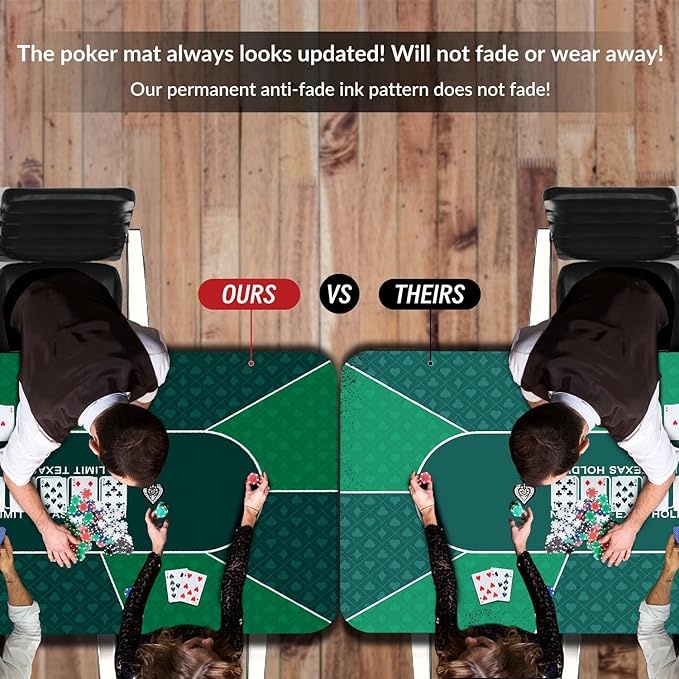 nuveti 79 x 39 Foldable Texas Poker Card Tabletop Layout Portable Anti-Slip Rubber Board Game Mat Smooth Premium Surface, Noise Reduction Poker Mat for Table