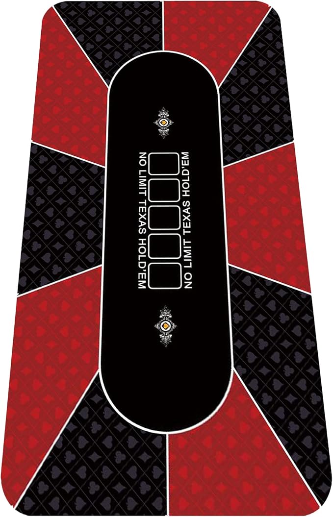 nuveti Poker Mat - 94 x47inch Non-Slip Poker Table Game Mat - Portable Rubber Waterproof Poker mat for Table 8-10 Player Card Game