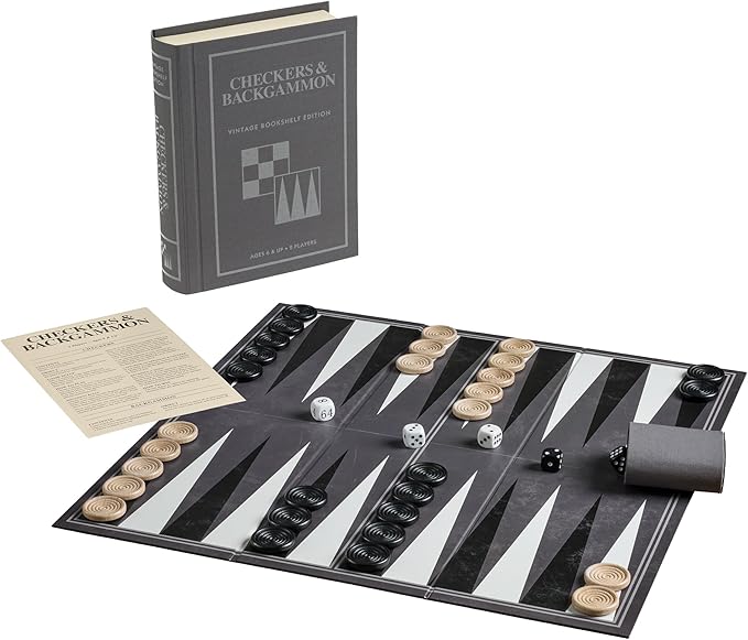 WS Game Company Checkers and Backgammon Vintage Bookshelf Edition