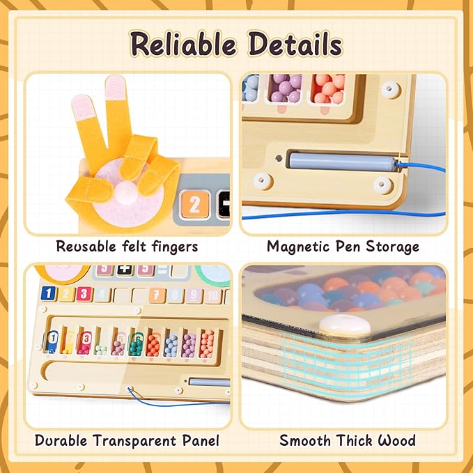 TOP BRIGHT Finger Math Addition & Subtraction Toys for Kids, Interactive Magnetic Beads Sorting Matching Learning Game for Ages 3 4 5+ Year, Educational Toys Gift for Preschoolers