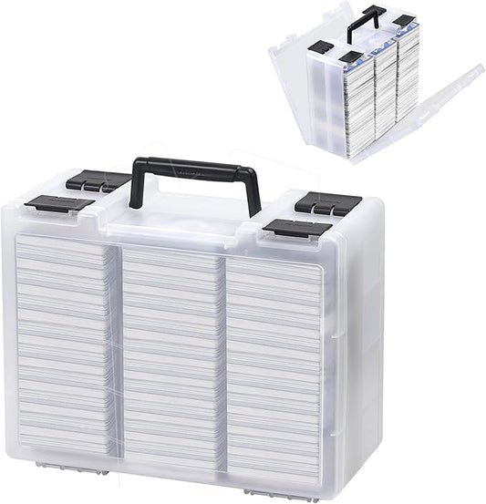 Brappo Trading Card Storage Box for 3200+ Double Sided Card Deck Case, compatible MTG and TCG and Sport Cards etc game cards.(Excluding cards) (Clear)