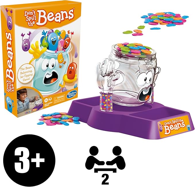 Hasbro Gaming Don't Spill The Beans Game for Kids, Easy and Fun Balancing Game for Children Ages 3 and Up, Preschool Games for 2 Players, Kids Board Games