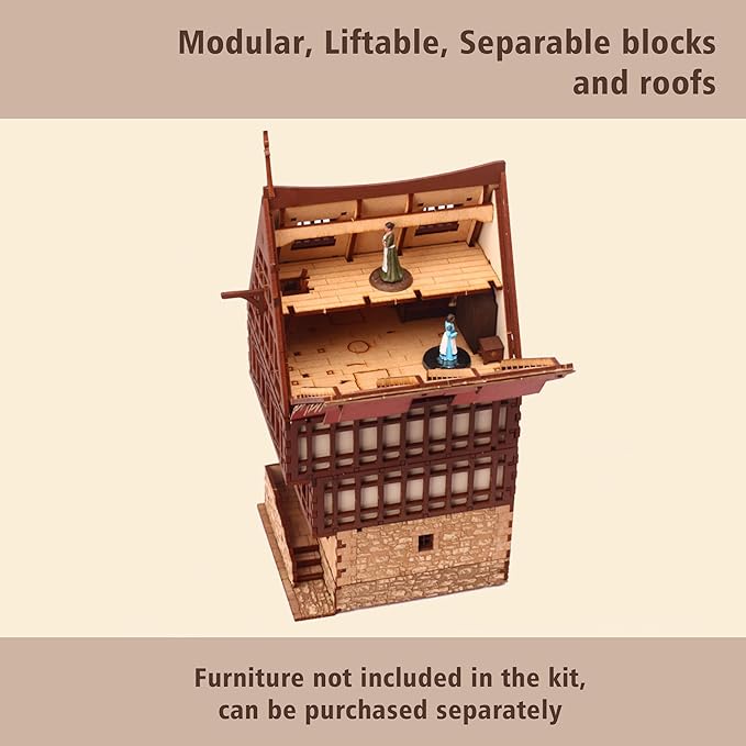 Creaky Timbers P - 3D Wooden Puzzle - 28mm Scale Model Building Kit for Adults, Educational Toy, Creative Gift, DIY Family Activity, Tabletop Miniature Terrain Kit, Architecture