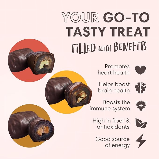 DORREL - Trio Bundle Pack: Belgian Dark Chocolate Covered Dates Medjool with Candied Orange Peels, Salted Almonds & Walnuts Stuffing, High Energy Kosher Non-GMO Vegan Choco Snack Pack of 3, 7.05 oz Ea
