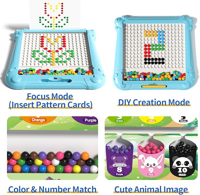 2-IN-1 Large Magnetic Drawing Board for Toddlers Kids, Magnetic Color and Number Maze, Magnetic Dot Art Board for Kids, Montessori Education Travel Toys for Kids Boys Girls Age 3 4 5 6 7 8 Years Old
