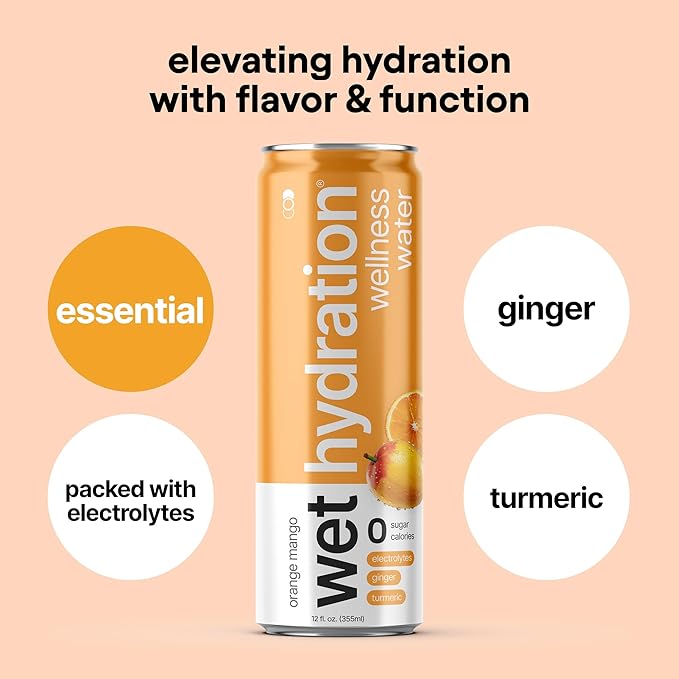 Wet Hydration, Zero Calorie, Functional Wellness Water - Variety Pack (12 Ounce Cans, 4 Flavors, Pack of 12) - Flavored Water, Hydration Drink, No Sugar, No Artificial Ingredients, Zero Calories (Packaging May Vary)