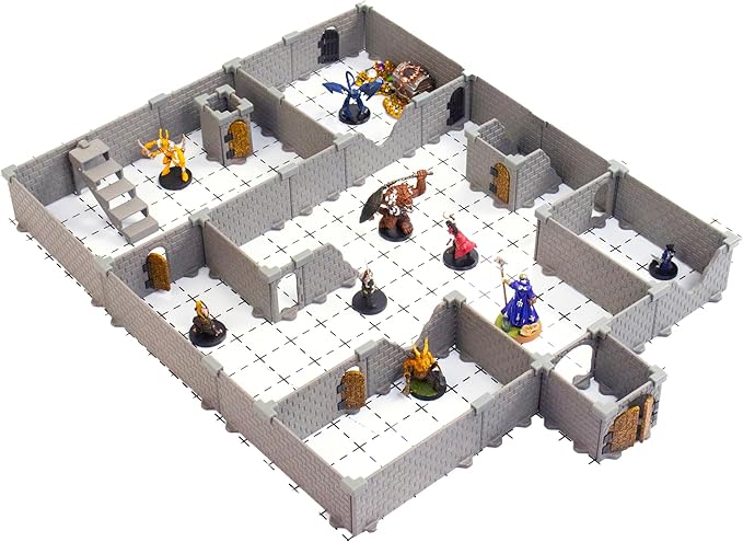Squire Dungeon Set - Mini Dungeon Castle Cavern DND Terrain for TableTop RPGs, Dungeons & Dragons, Pathfinder, War Gaming, and More! by DCD (51+pcs, 1.4sqft, 8rooms)